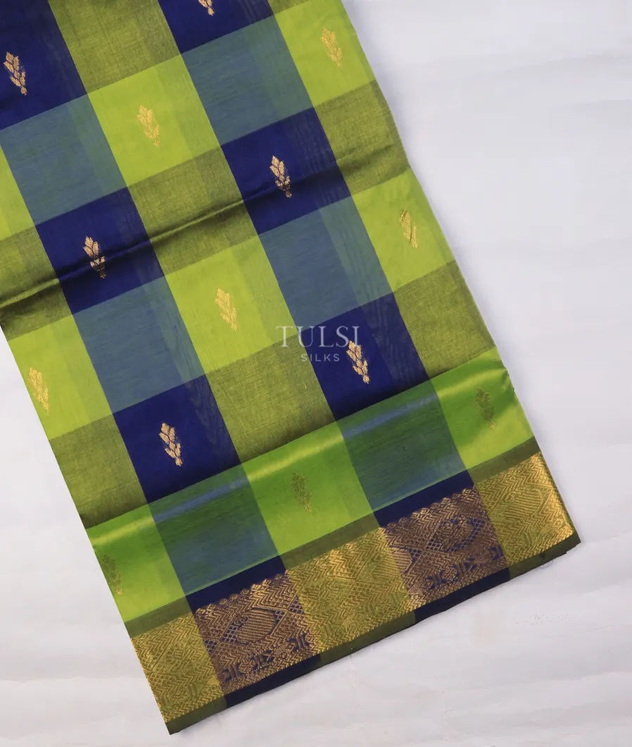 Blue and Green Silk Cotton Saree T732484-image