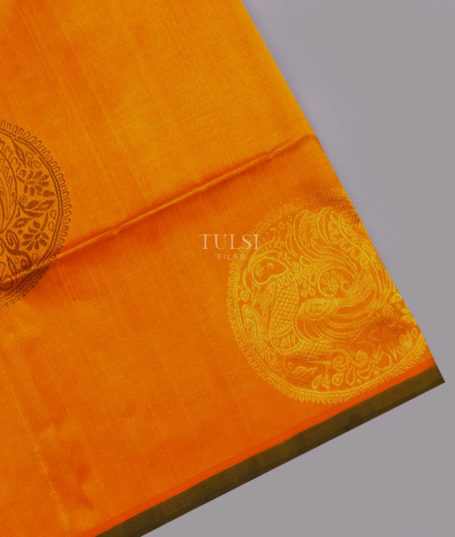 Orangish Yellow Silk Cotton Saree T739449-image