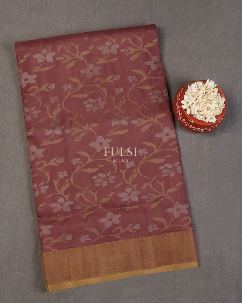 Dark Dusty Pink Uppada Silk Saree T667470-image