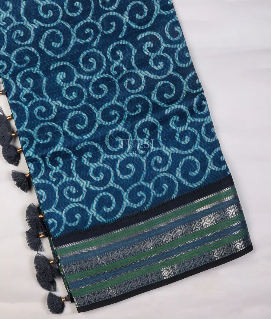 Blue Mercerised Cotton Saree T703899-image