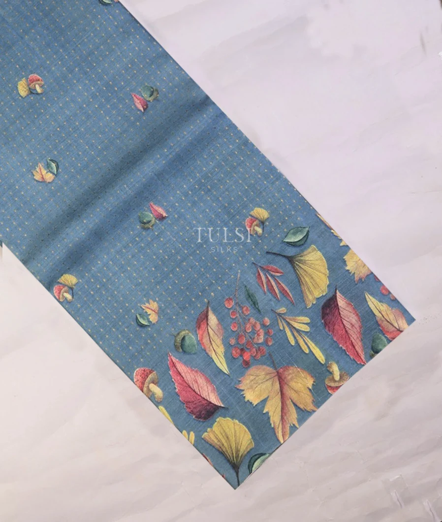 Blue Tussar Printed Saree T703985-image