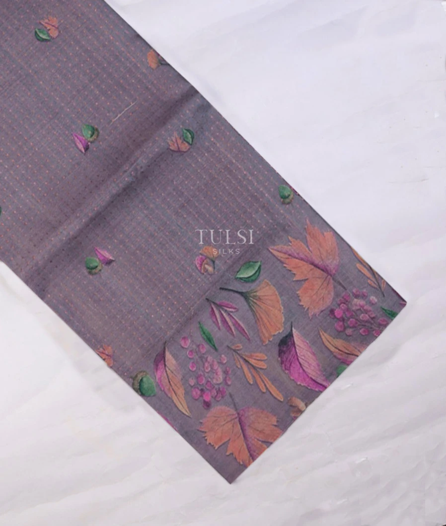 Lavender Tussar Printed Saree T703984-image