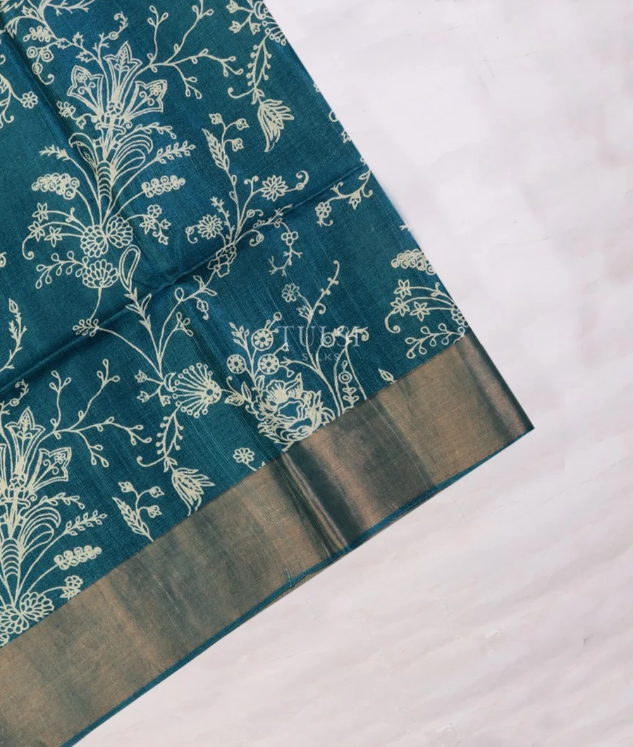 Blue Tussar Printed Saree T704125-image