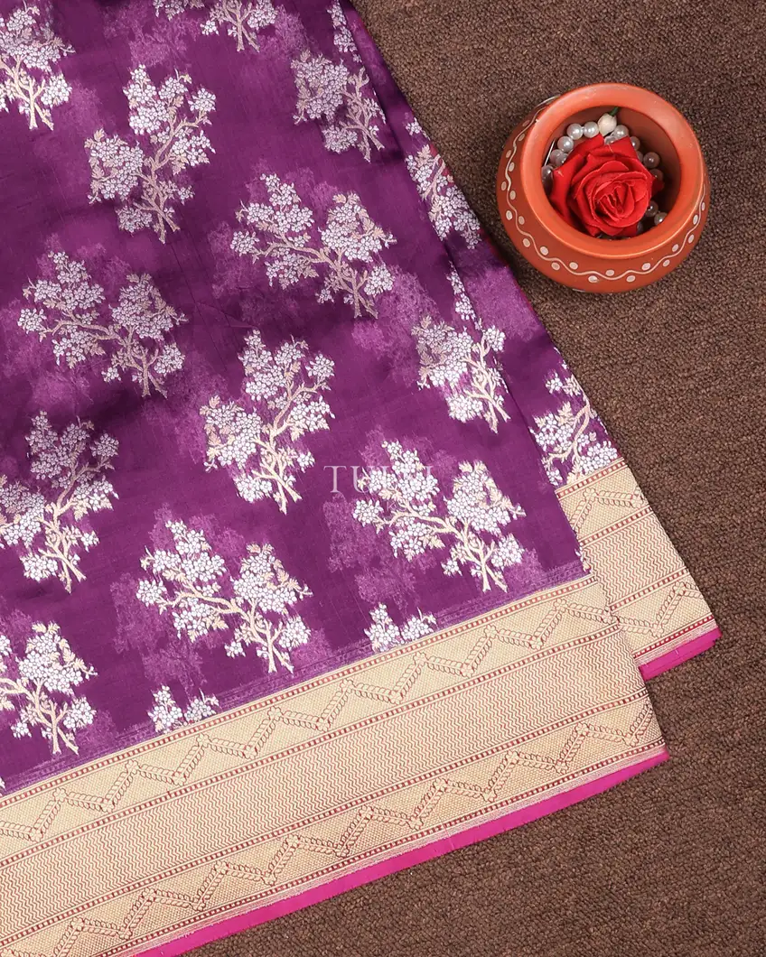 Purple Banaras Silk Saree T741871-image