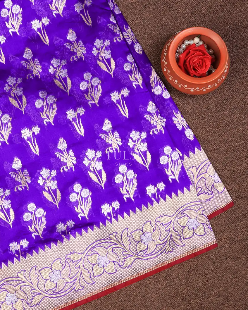 Violet Banaras Silk Saree T741876-image