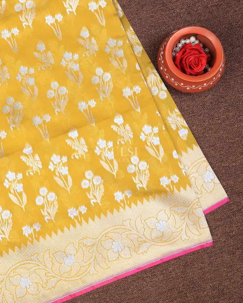 Yellow Banaras Silk Saree T741870-image