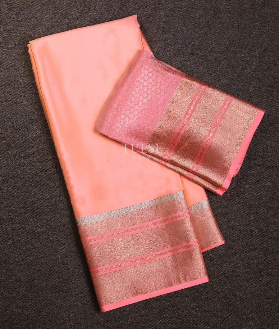 Peach Mysore Crepe Silk Saree T741574-image