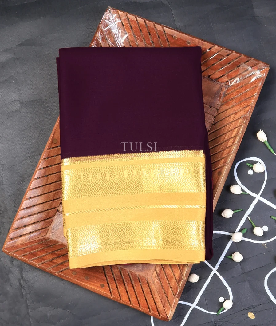 Dark Purple Mysore Silk Saree T738605-image