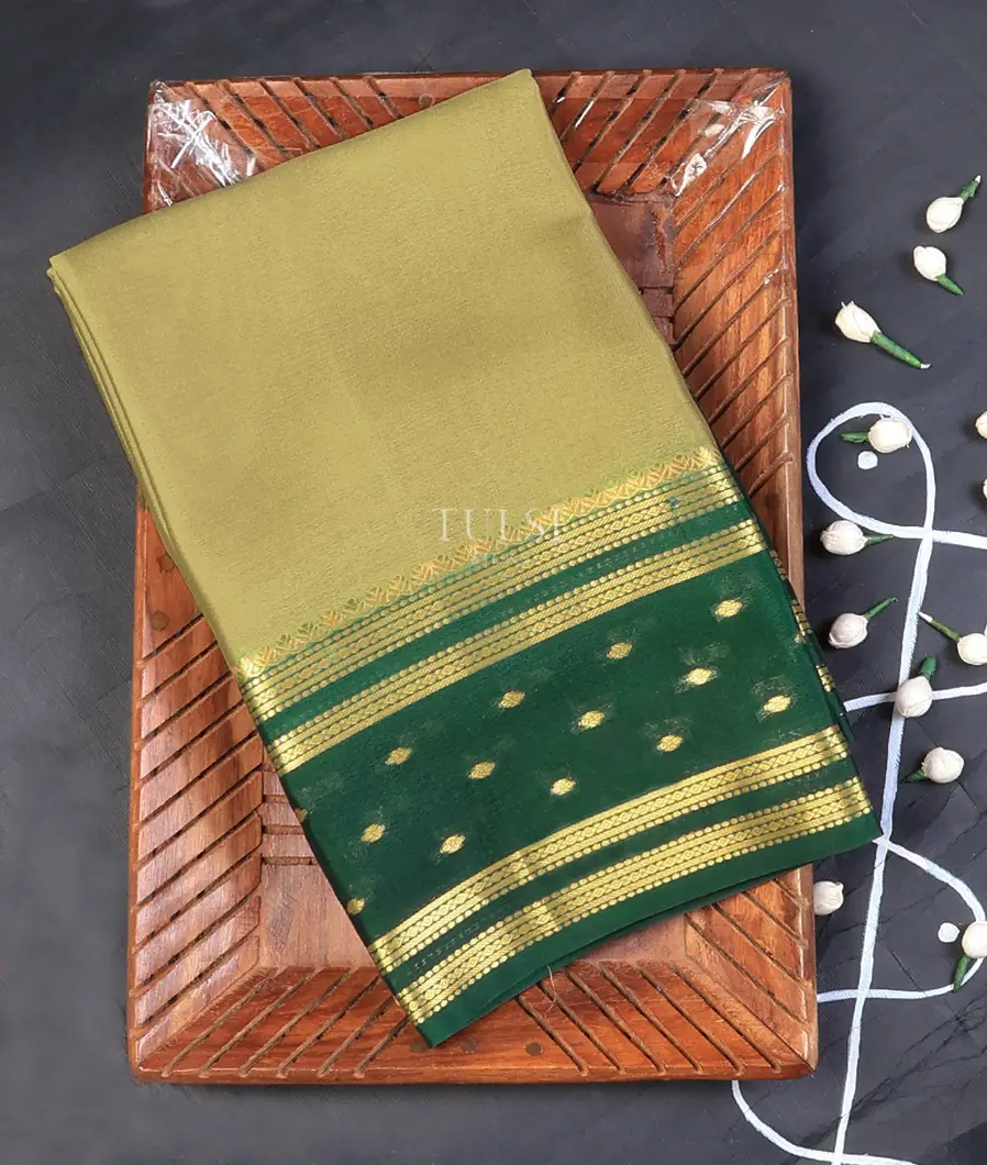Greenish Beige Mysore Silk Saree T741255-image