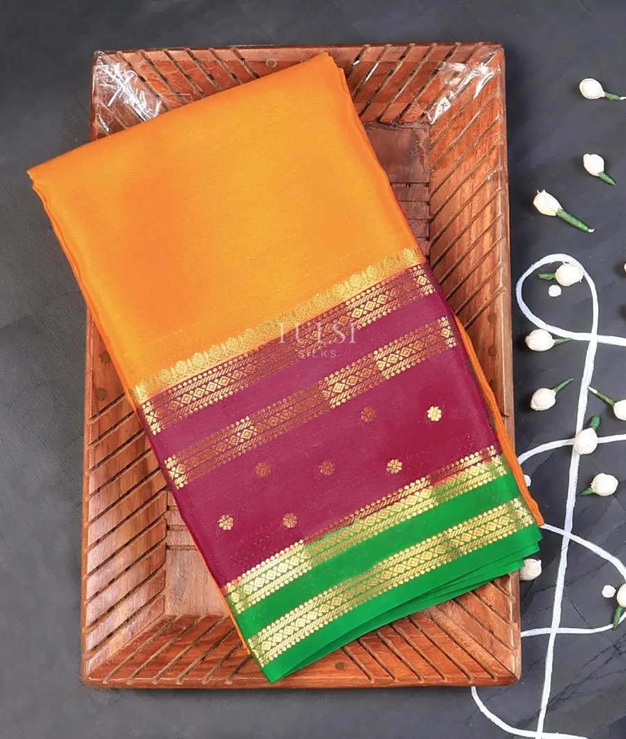 Mustard Yellow Mysore Silk Saree T742716-image