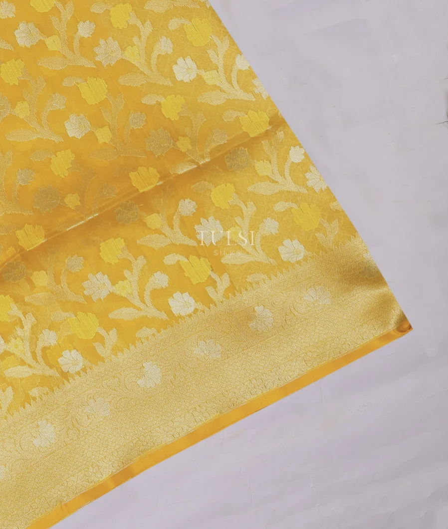 Yellow Banaras Organza Saree T736420-image