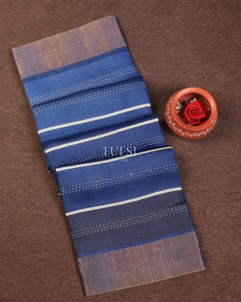 Blue Tussar Printed Saree T712916-image