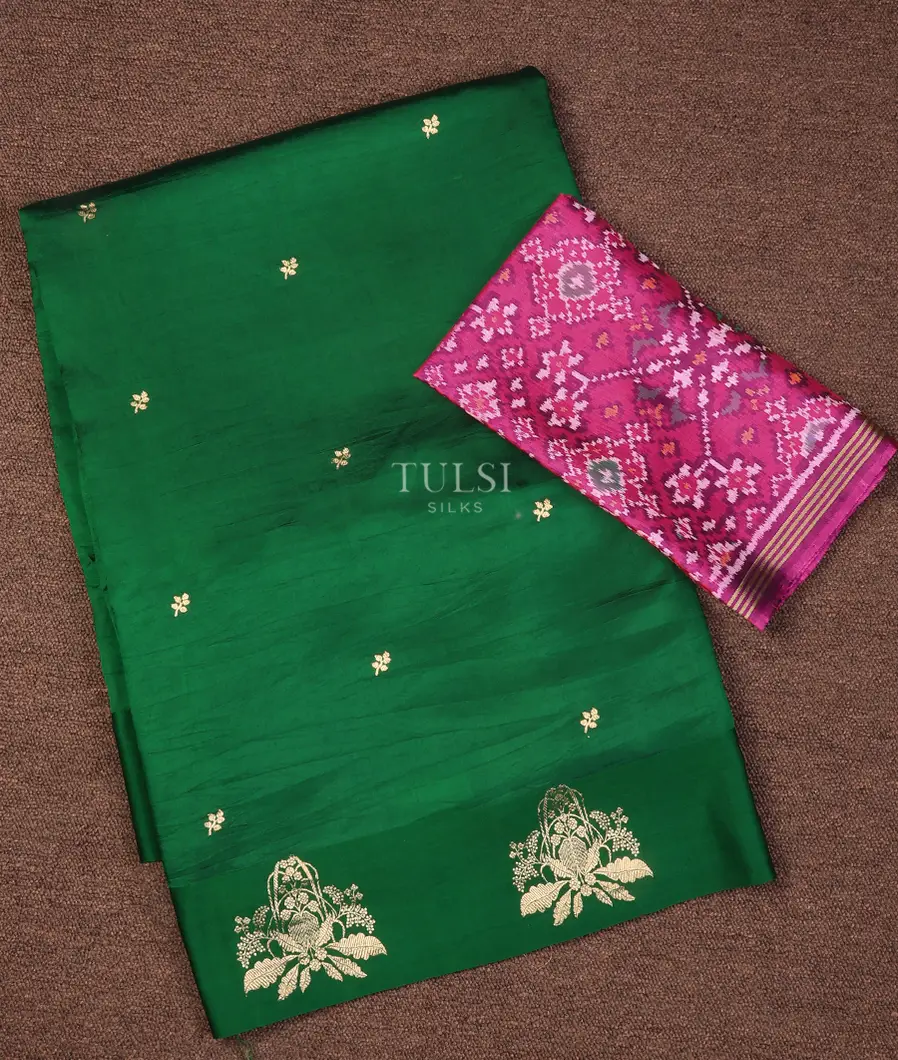 Bottle Green Banaras Silk Saree T737701-image