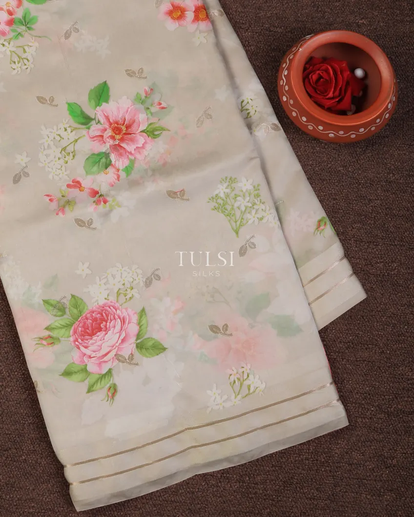 Grey Banaras Silk Saree T746663-image