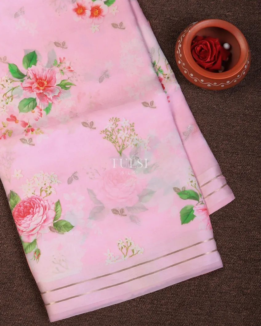 Pink Banaras Silk Saree T746662-image