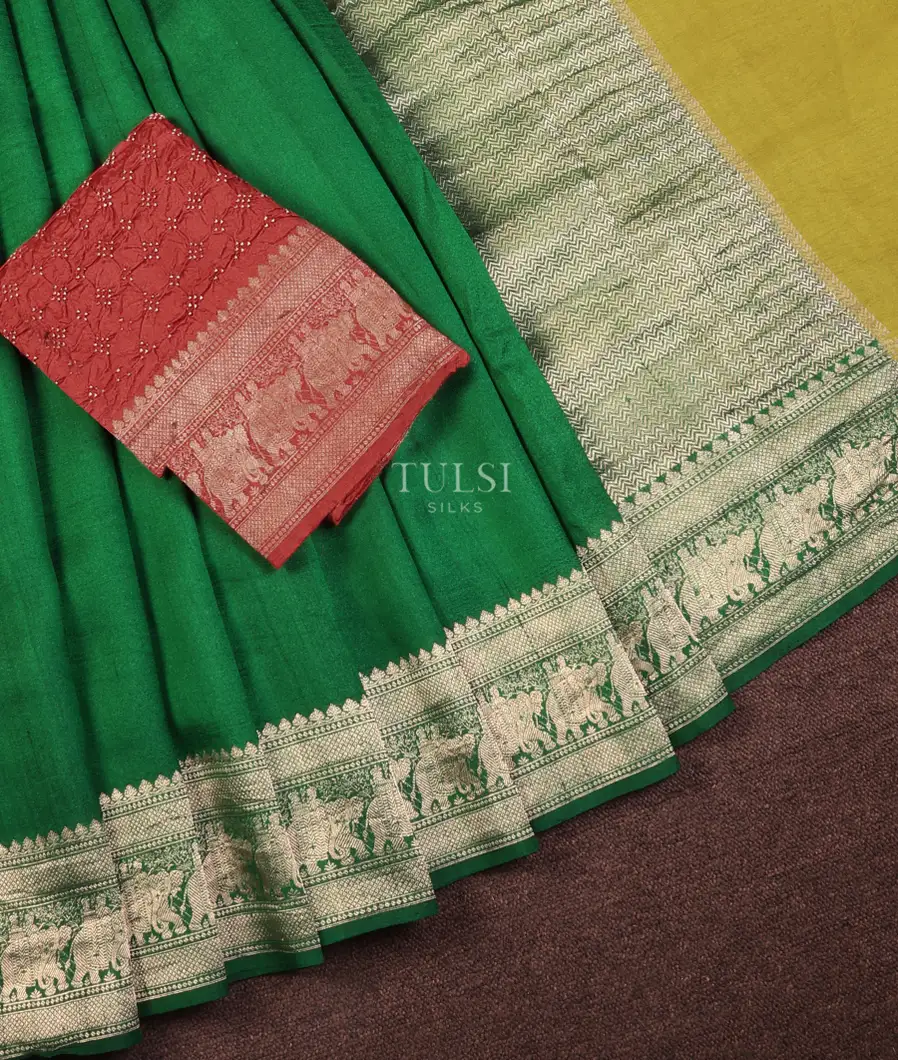bottle-green-banaras-tussar-saree-t729357-t729357-b