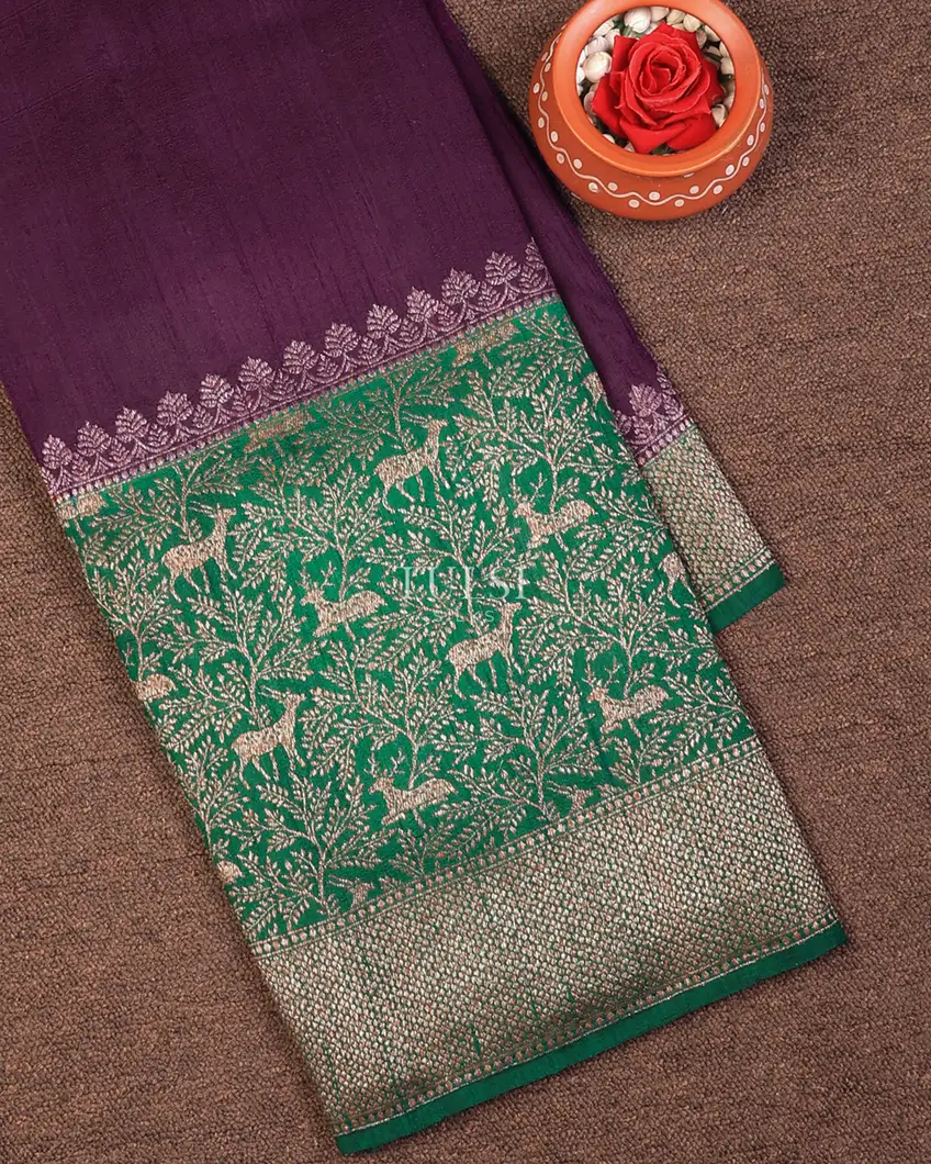 Purple Banaras Tussar Saree T747550-image