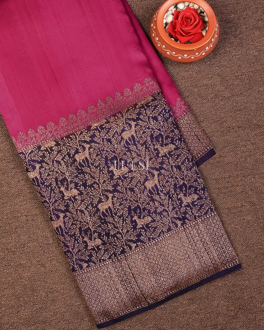 Pink Banaras Tussar Saree T747549-image
