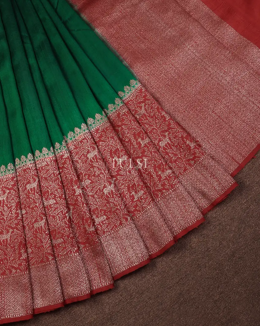 bottle-green-banaras-tussar-saree-t747552-t747552-b