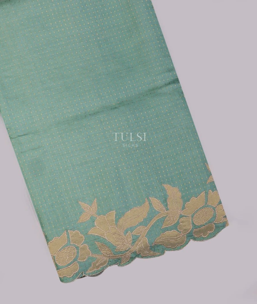 Mint Blue Tussar Embroidery Saree T738881-image