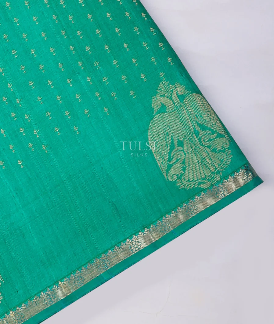 Bluish Green Woven Raw Silk Saree T747140-image
