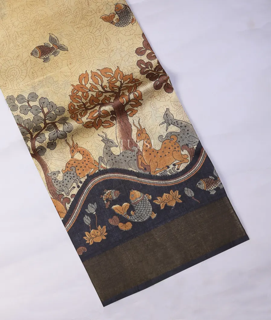 Beige Tussar Printed Saree T742152-image