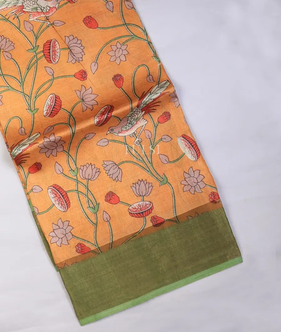 Peach Tussar Printed Saree T742182-image