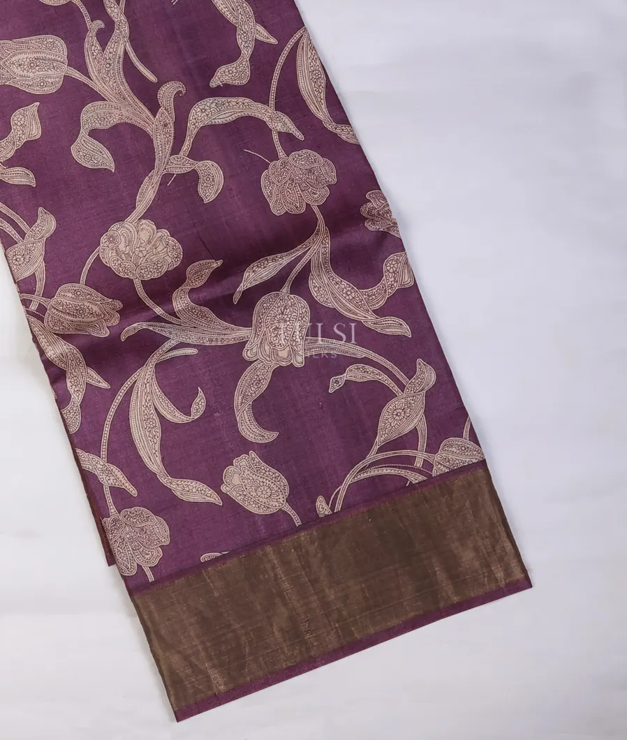 Purple Tussar Printed Saree T745554-image