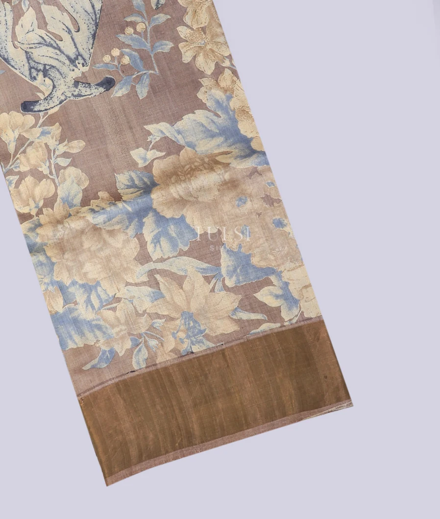 Grey Tussar Printed Saree T745559-image