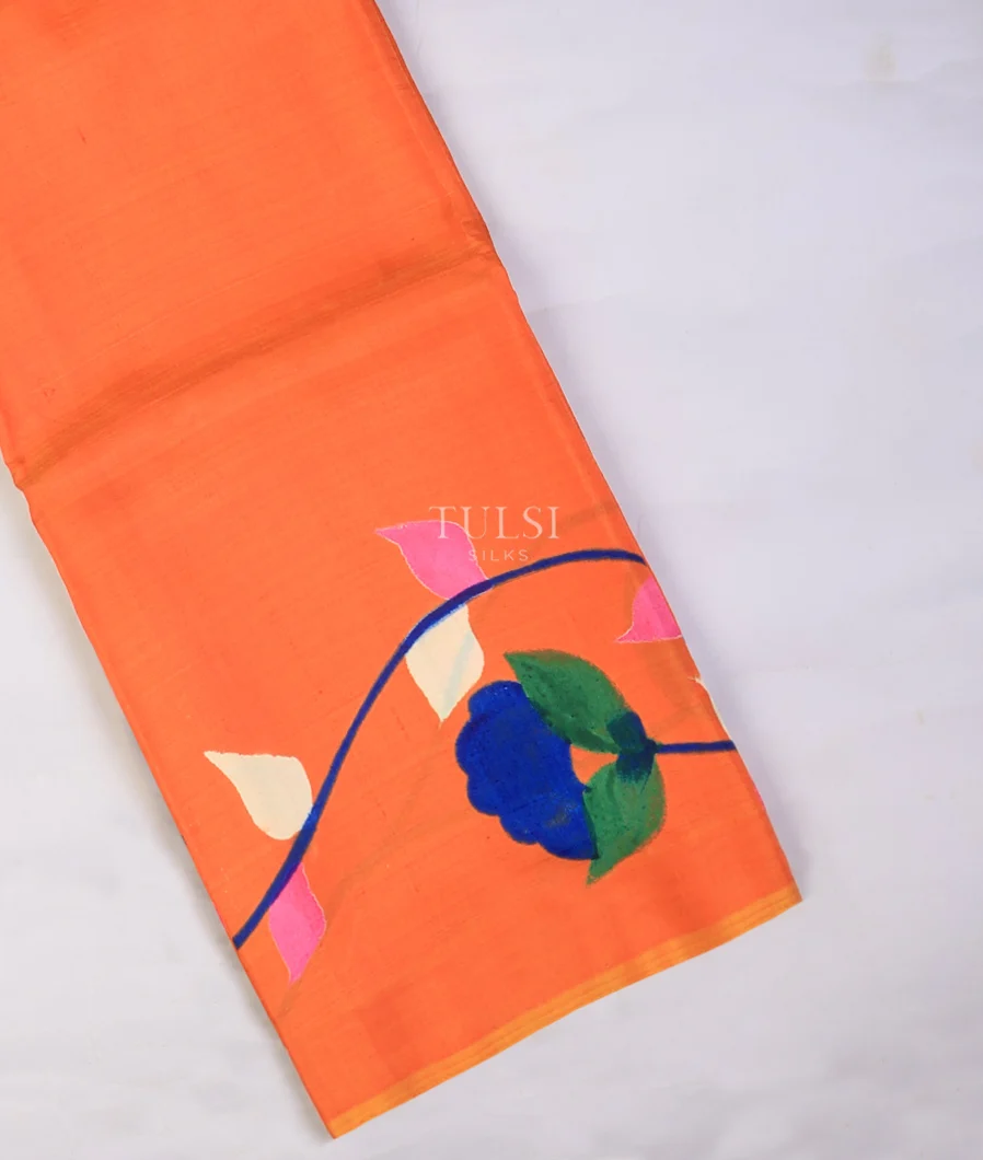 Orangish Pink Printed Silk Saree T715551-image