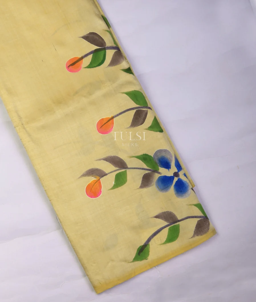 Beige Printed Silk Saree T717715-image