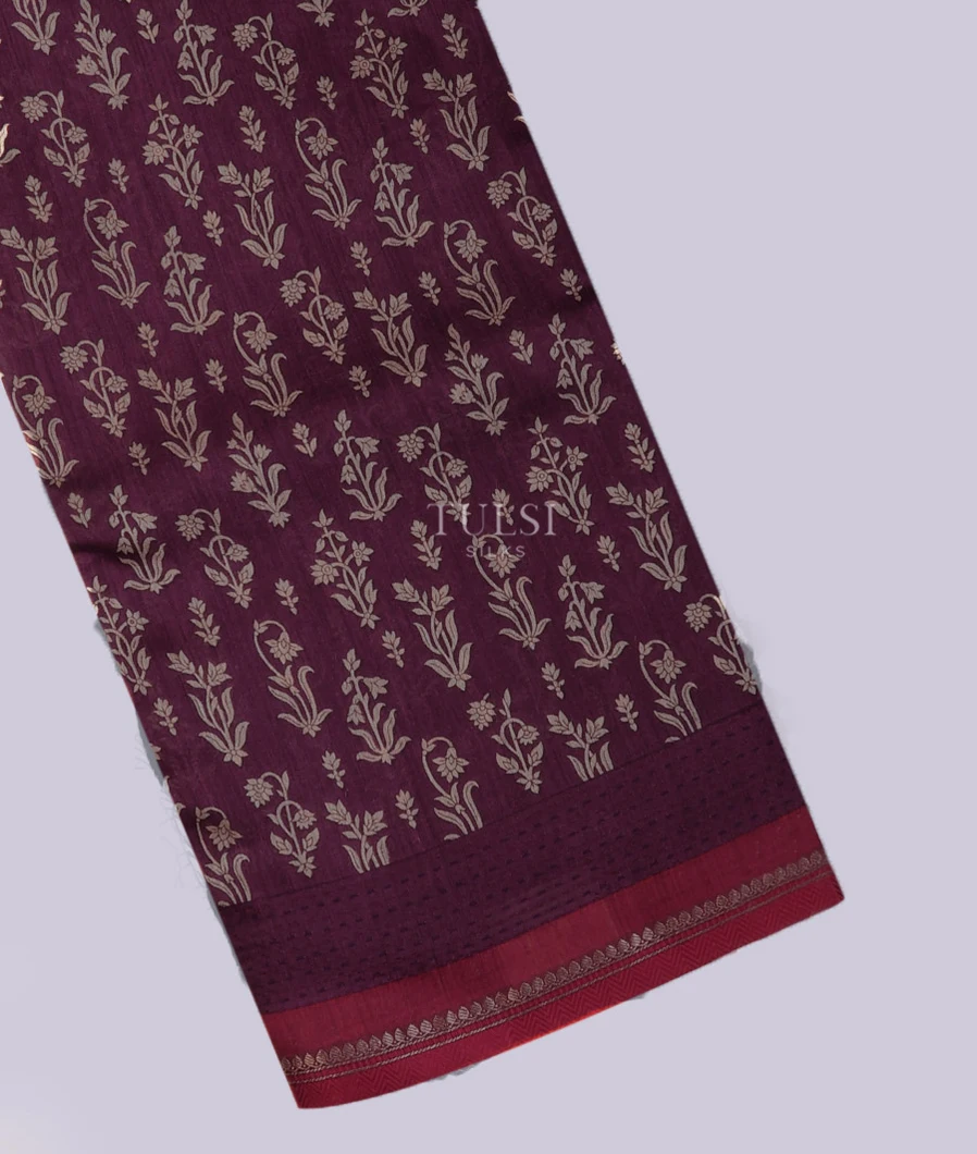 Purple Tussar Printed Saree T744388-image