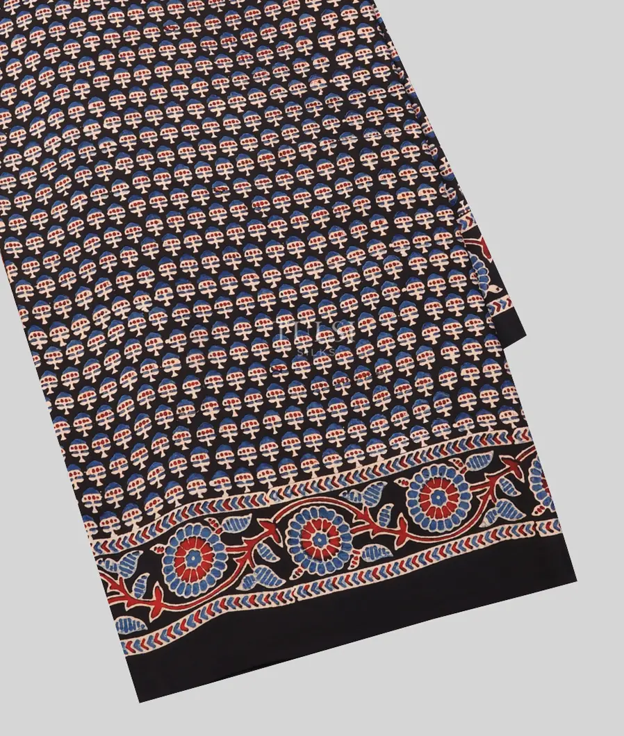 Black Ajrakh Printed Modal Silk Saree T724325-image