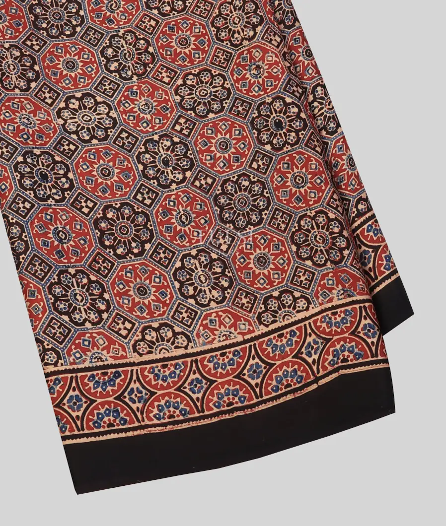Multicolour Ajrakh Printed Modal Silk Saree T724320-image