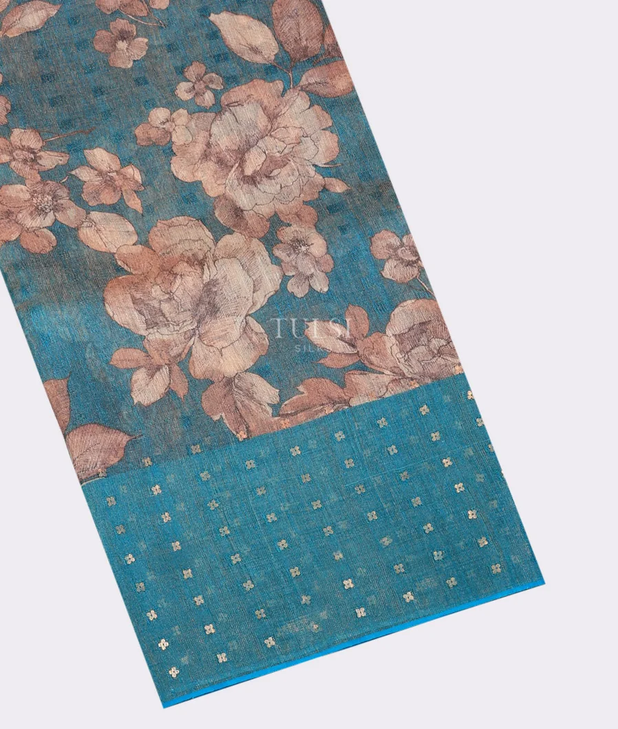 Blue Tissue Tussar Printed Saree T706781-image