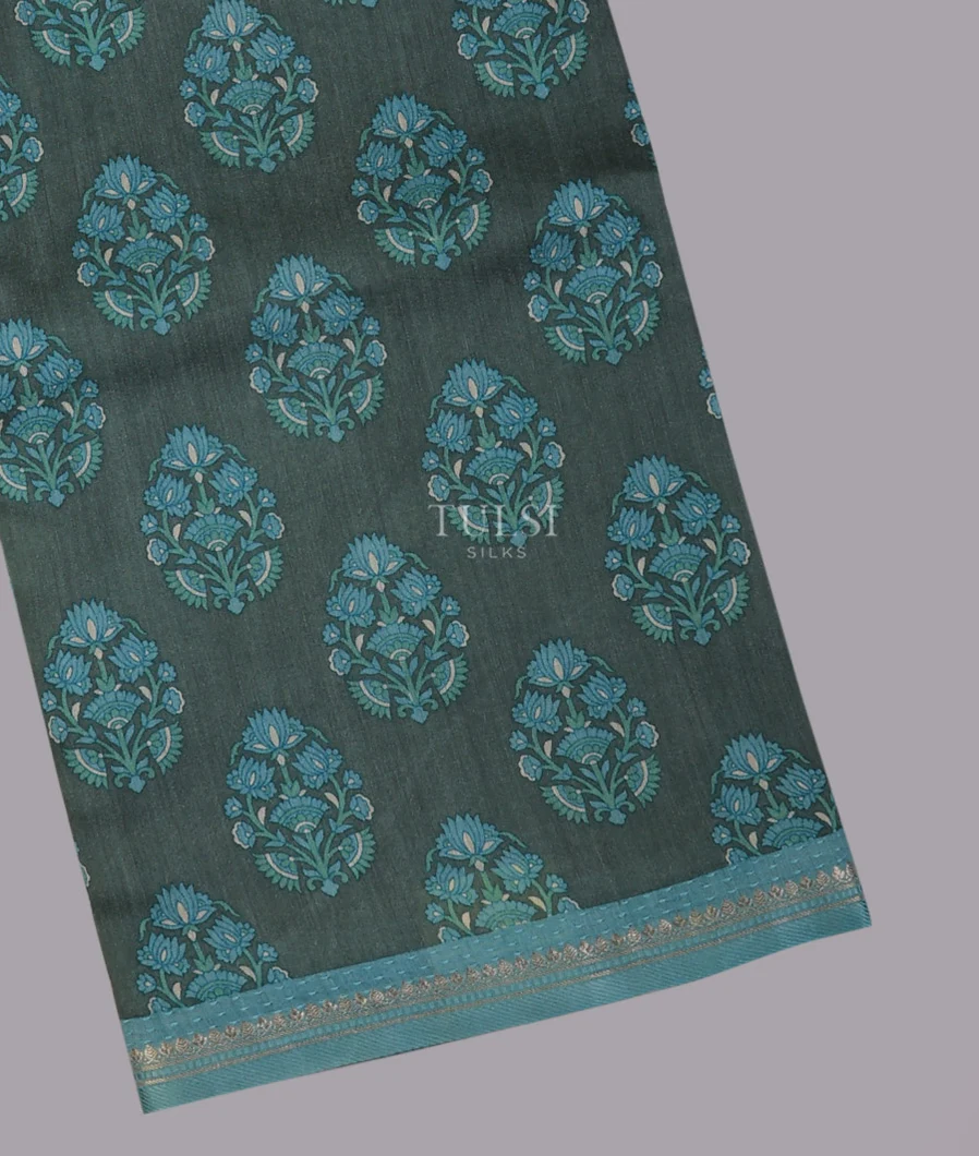 Dark Grey Soft Printed Tussar T744390-image