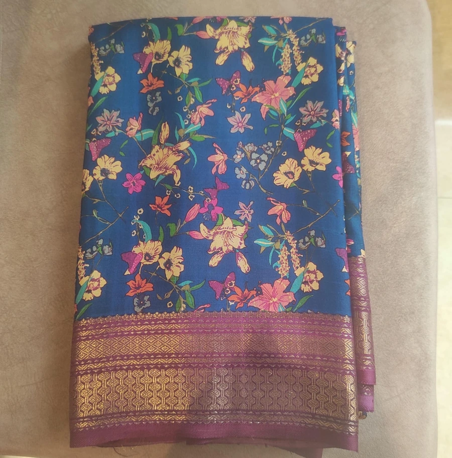 Blue Printed Kanjivaram Silk Saree T670726-image