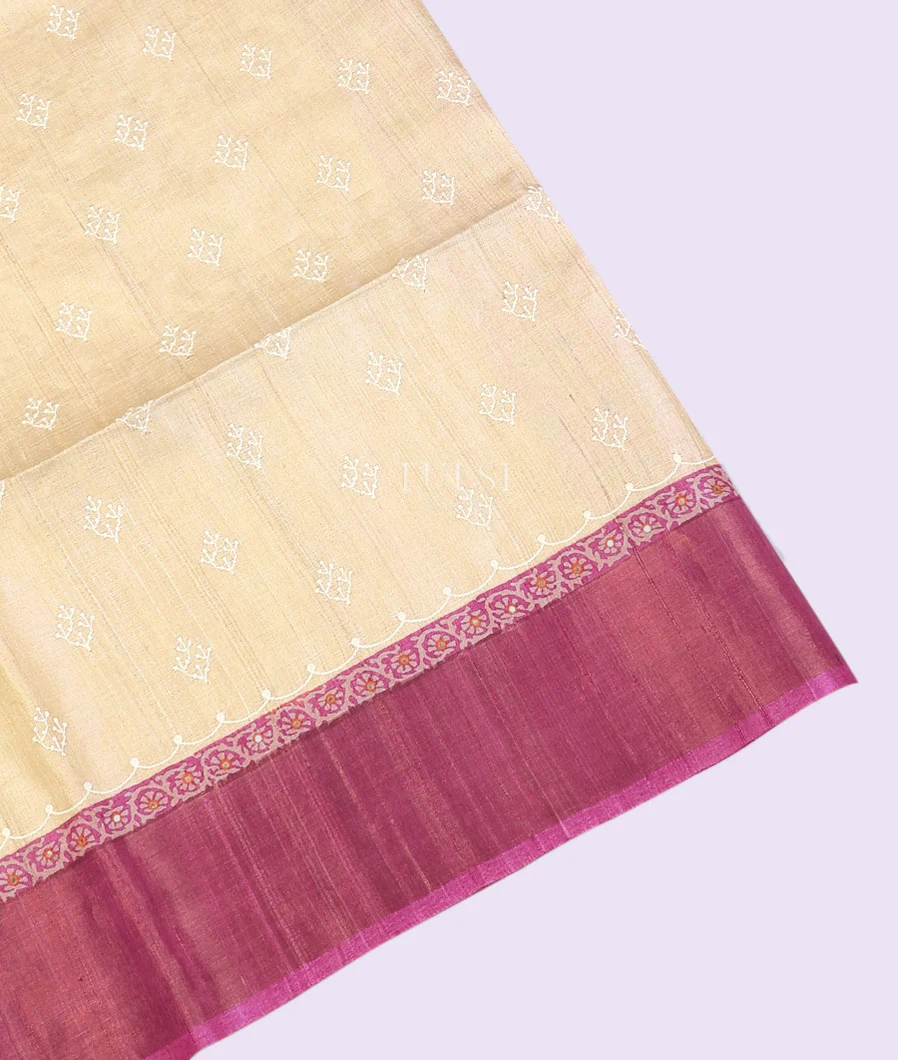 Beige Tussar Embroidery Saree T722043-image