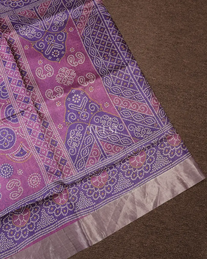 Purple Tussar Printed Saree T749348-image