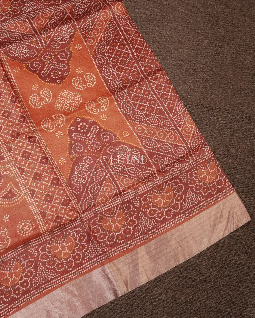 Rust Tussar Printed Saree T749344-image