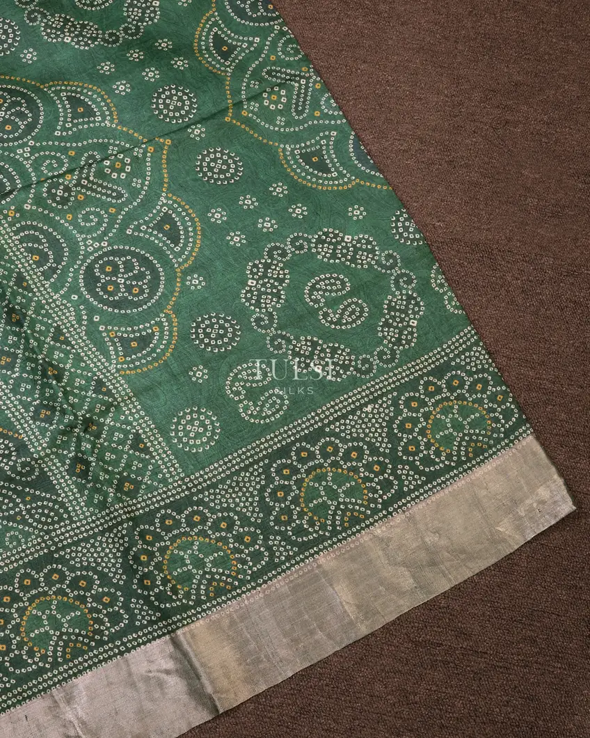 Green Tussar Printed Saree T749343-image