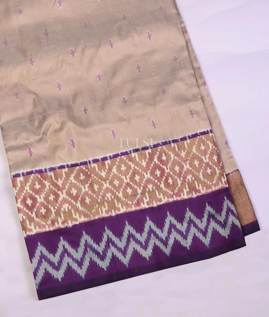 Pinkish Beige Ikat Silk Saree T748107-image