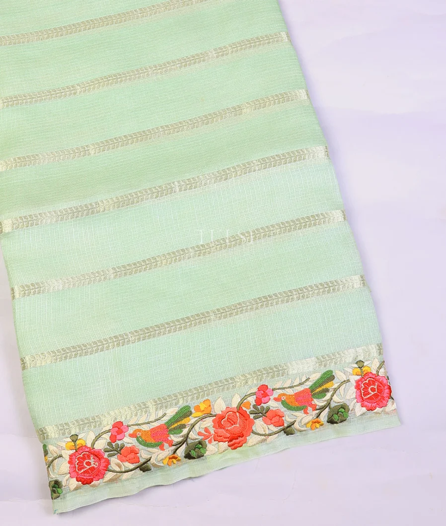 Light Green Silk Kota Embroidery Saree T744441-image