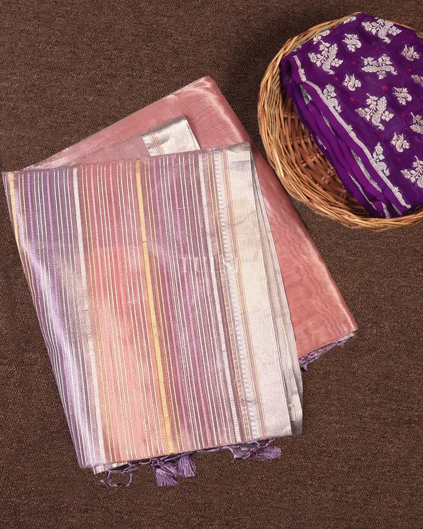 Multicolour Woven Tissue Organza Saree T748741-image