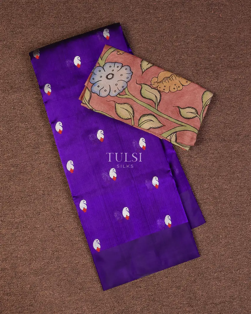 Bluish Purple Chanderi Silk Saree T749826-image