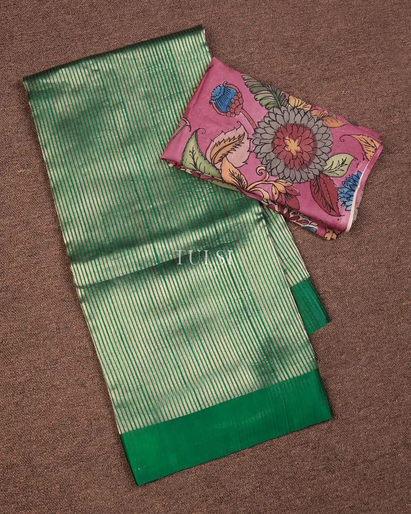 Green Banaras Tussar Saree T747459-image