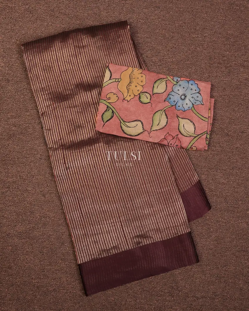 Brown Banaras Tussar Saree T727576-image