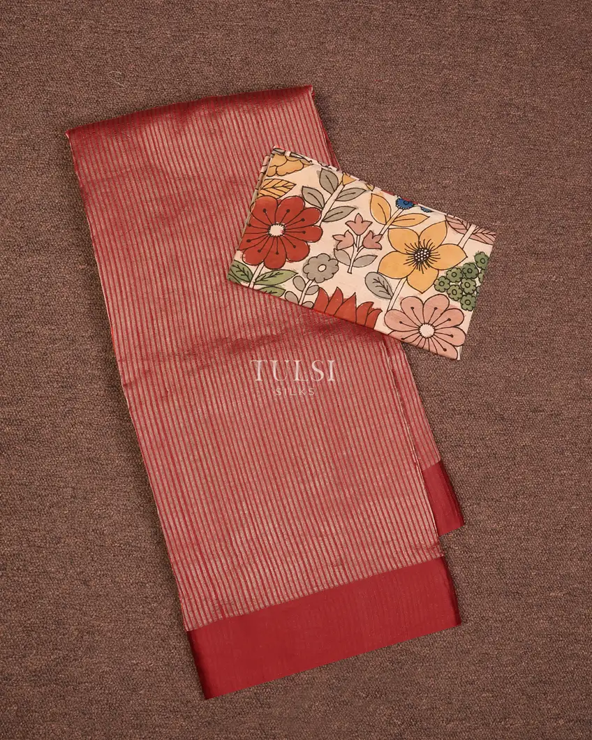 Red Banaras Tussar Saree T725872-image
