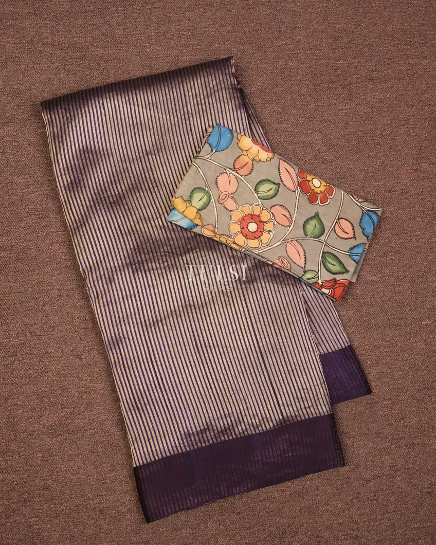 Blue Banaras Tussar Saree T680816-image