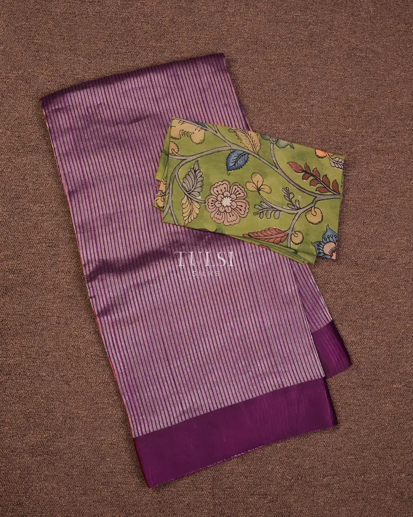 Purple Banaras Tussar Saree T723376-image